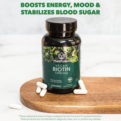 Nutritional information on PlantFusion biotin label