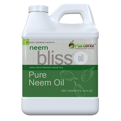Plantonix Neem Bliss bottle close-up highlighting pure, concentrated neem oil for skin and hair care.