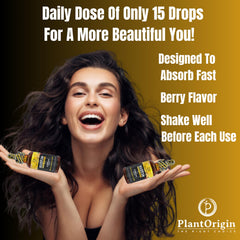 PlantOrigin Biotin Liquid bottle on clean background