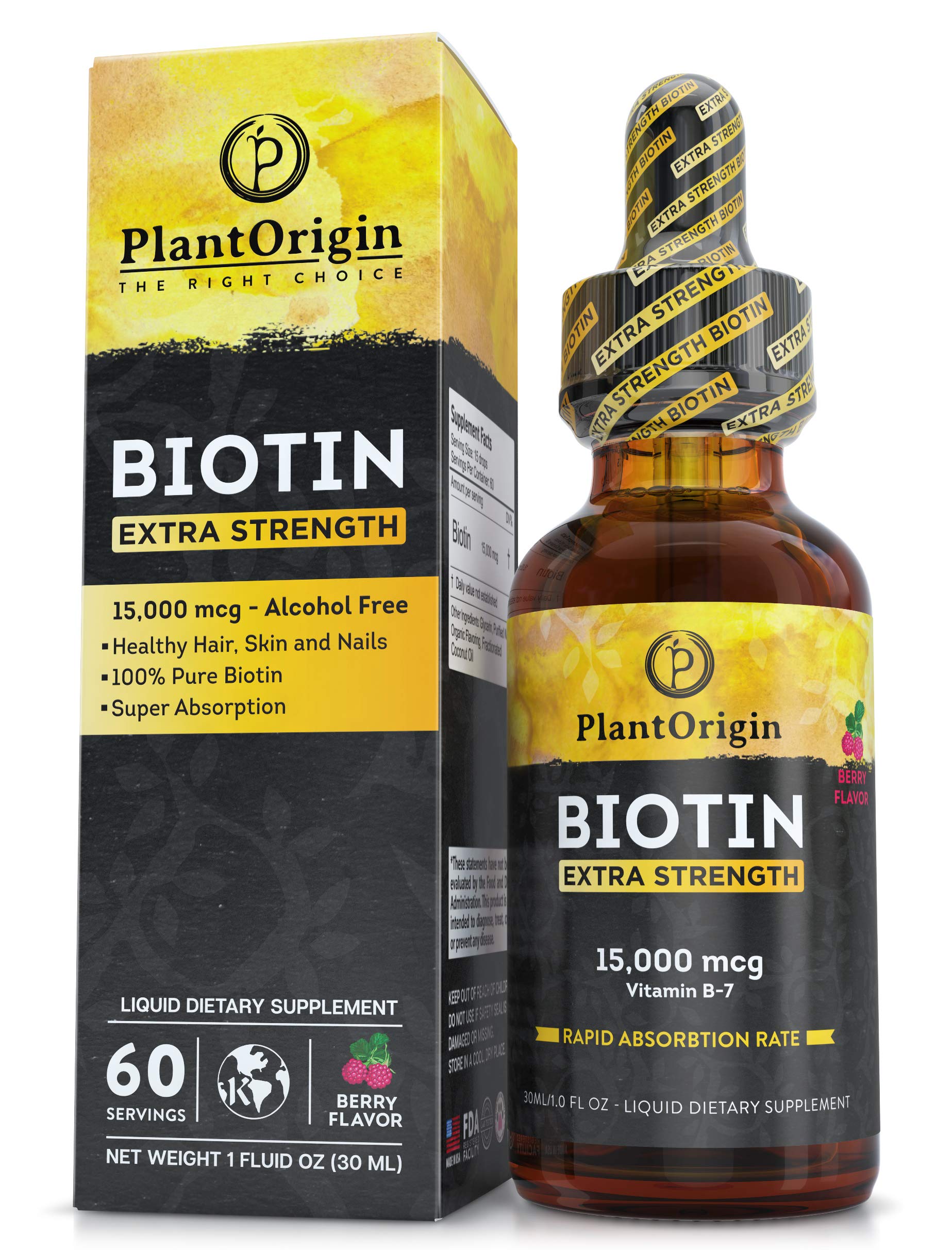 PlantOrigin Biotin Liquid bottle close-up