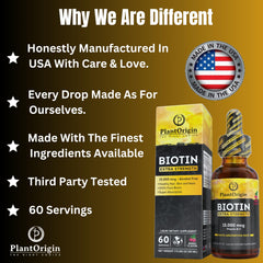 60-serving PlantOrigin Biotin Liquid packaging
