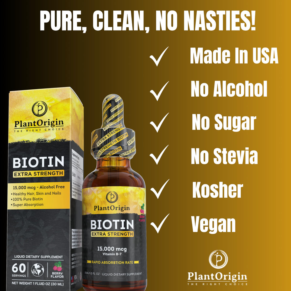 Dropper delivering PlantOrigin Biotin Liquid serving