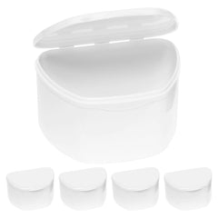 PlastCare USA White Denture Case Pack of 5 - Denture Box and Travel Cup