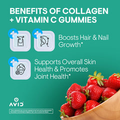 Illustration of benefits: improved skin elasticity, hair strength, nails and joints