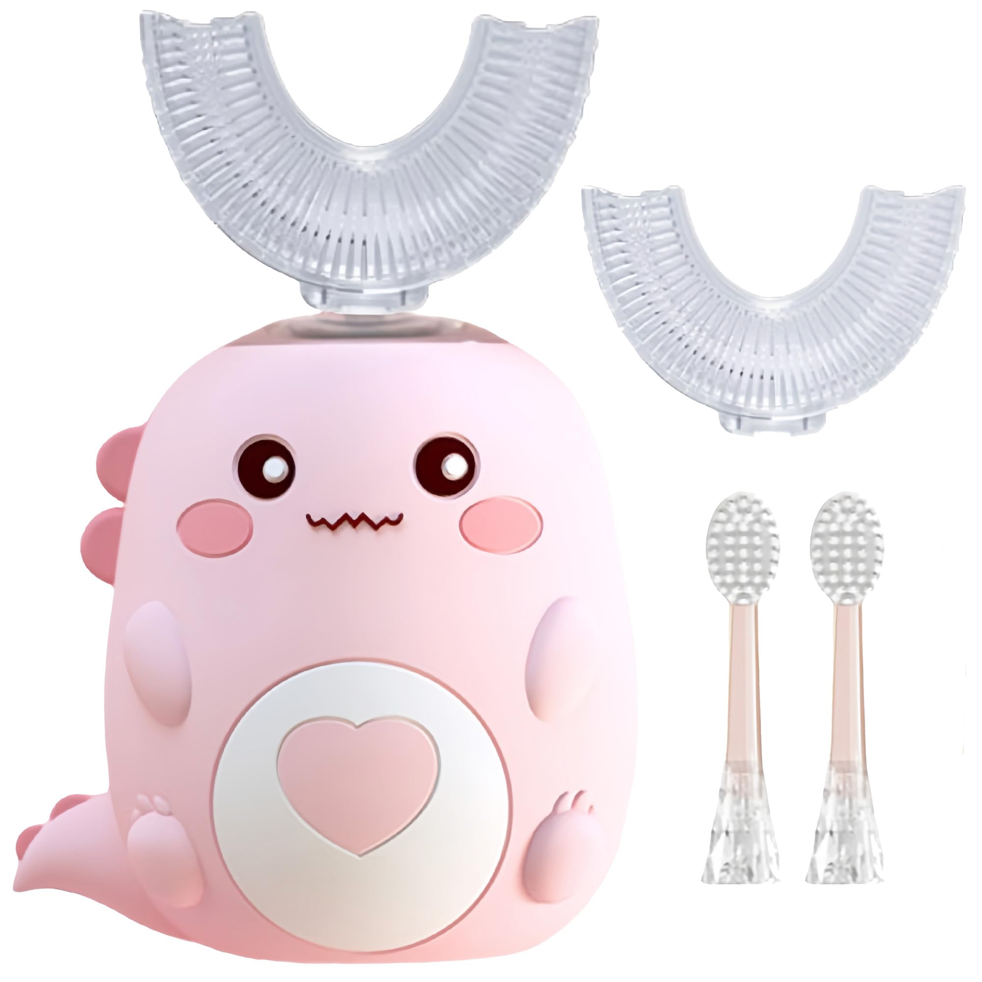 Playiko Kids U-Shaped Electric Toothbrush featuring a cartoon dinosaur design