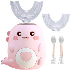 Playiko Kids U-Shaped Electric Toothbrush featuring a cartoon dinosaur design