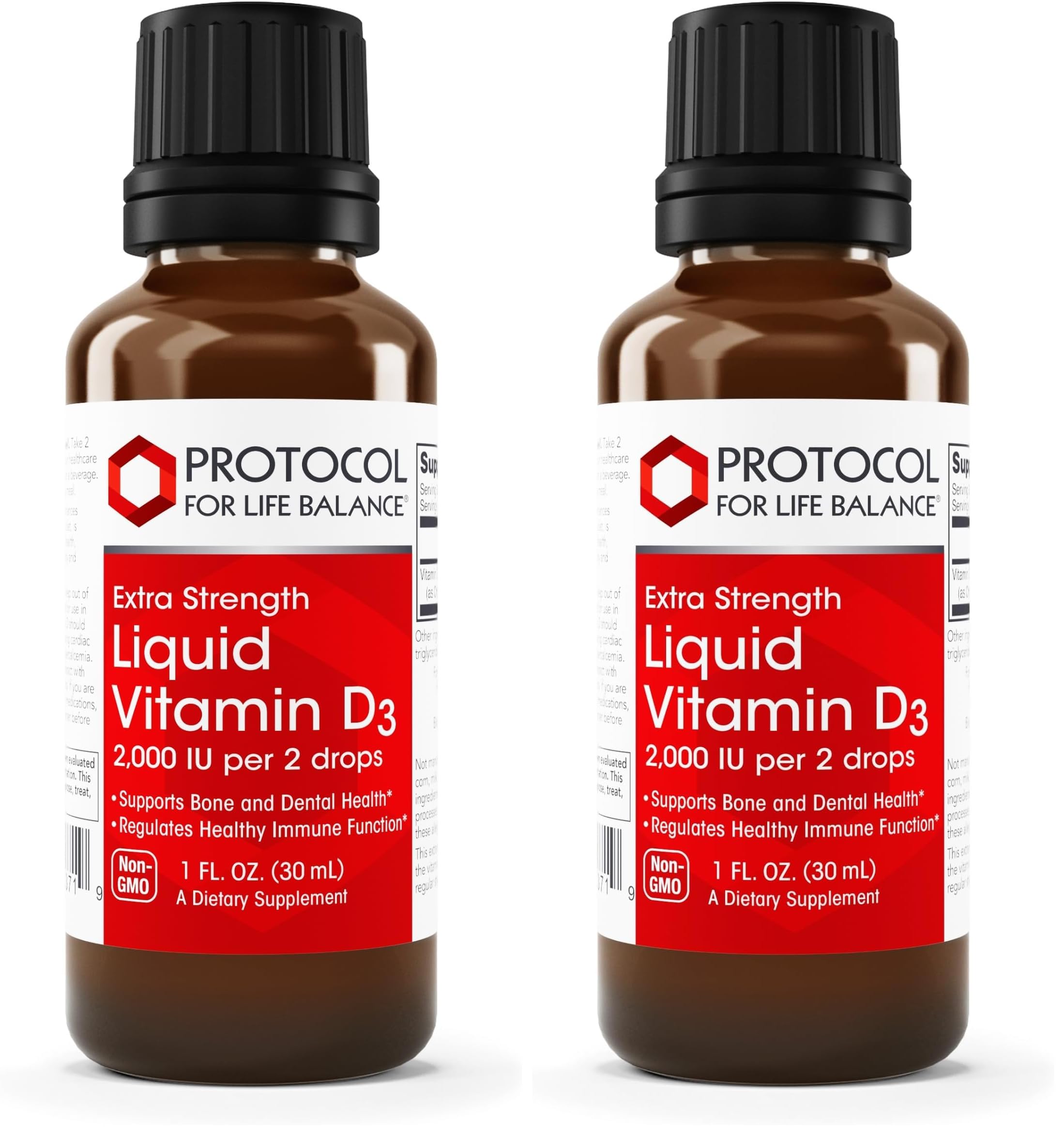 Front view of Protocol For Life Balance Liquid Vitamin D3 2000 IU bottle