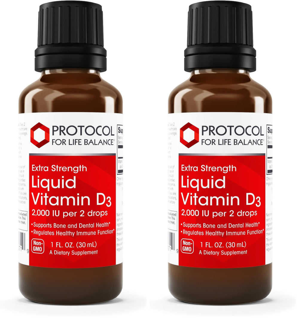 Front view of Protocol For Life Balance Liquid Vitamin D3 2000 IU bottle
