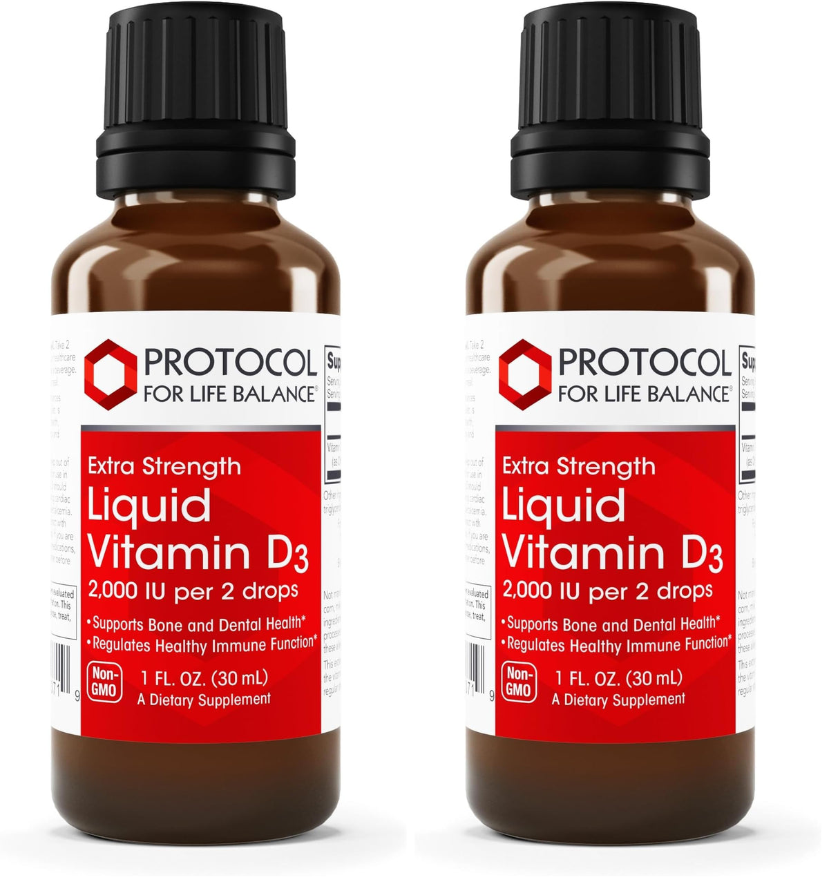Front view of Protocol For Life Balance Liquid Vitamin D3 2000 IU bottle