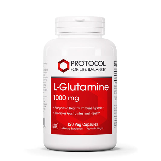 Bottle of Protocol For Life Balance L-Glutamine 1000mg 120 Veg Caps
