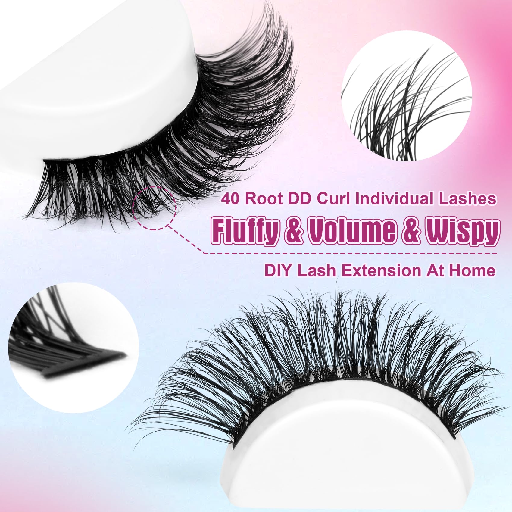 Pleell D-curve lashes 40D deliver a dramatic curl for standout eyes.