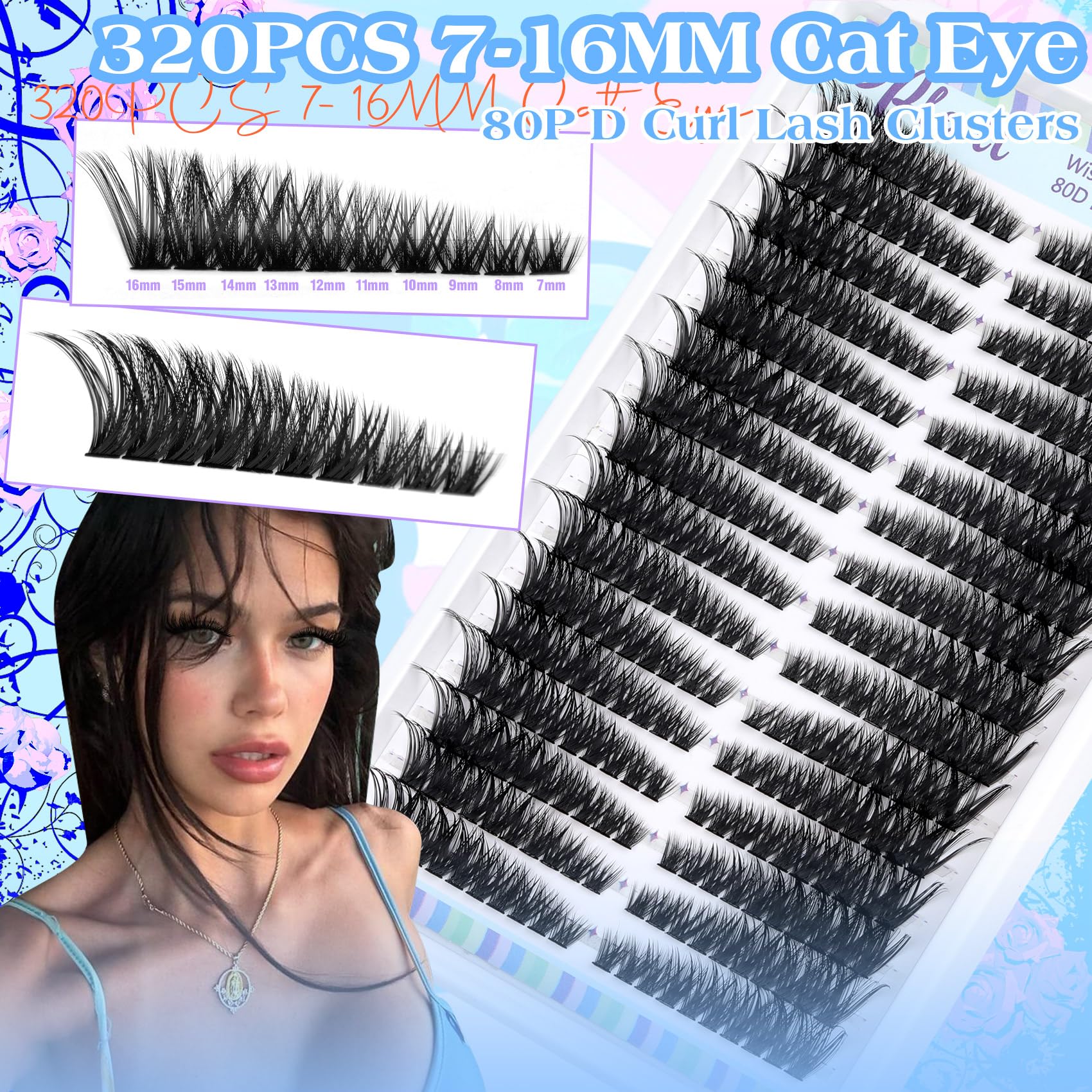 Pleell Lash Clusters 320-pcs ideal for versatile styles and fuller lashes.