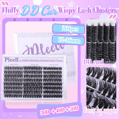 Pleell Lash Clusters mix of 30D-40D-50D for customizable looks