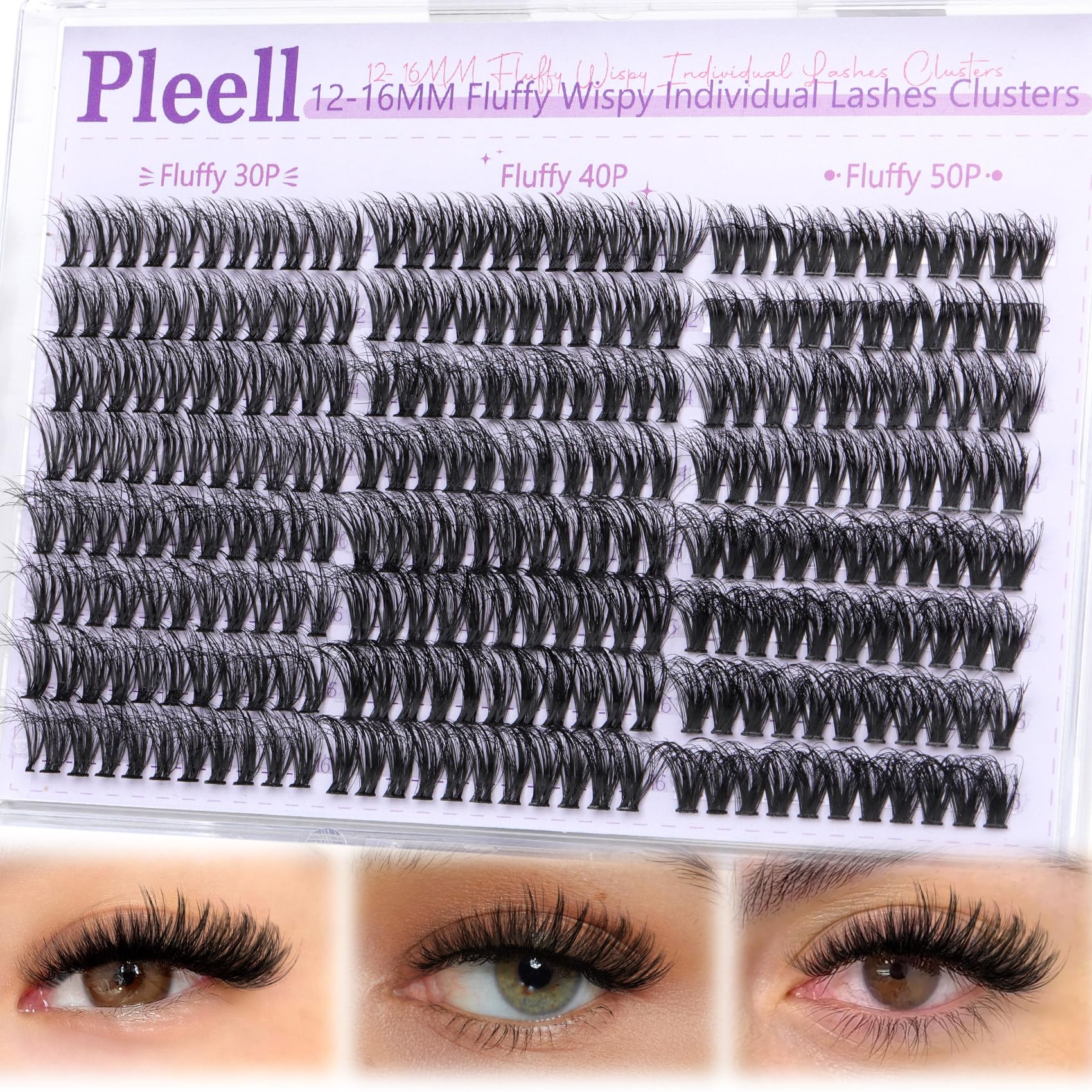 Pleell Wispy Lash Clusters packaging display for easy browsing and gifting