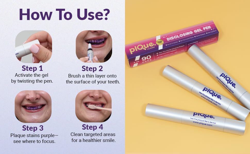 90 uses label on PLQUE pen packaging