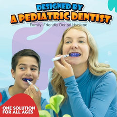 Applying PLQUE gel to teeth to reveal plaque