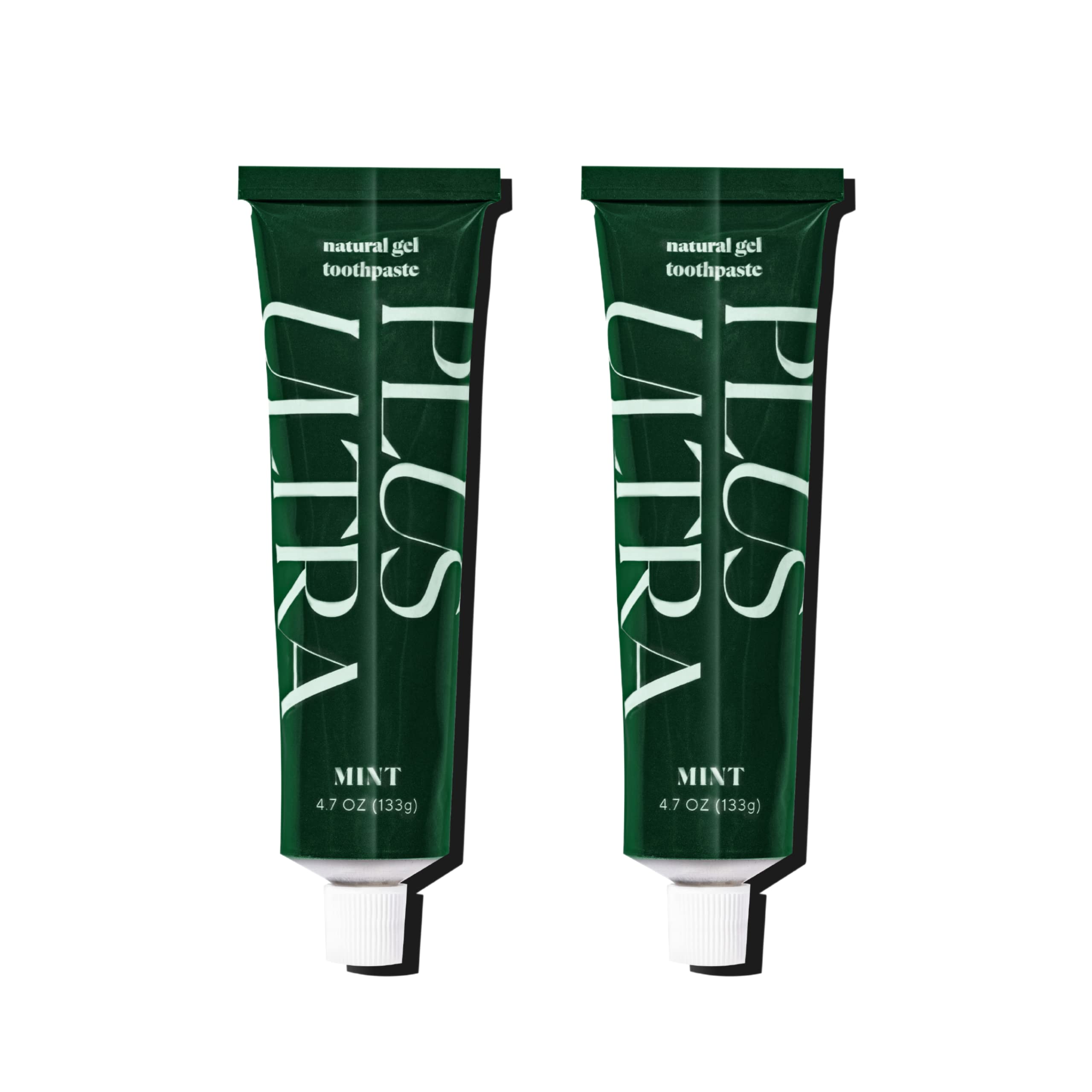 Front view of Plus Ultra Fluoride-Free Gel Toothpaste in an aluminum tube