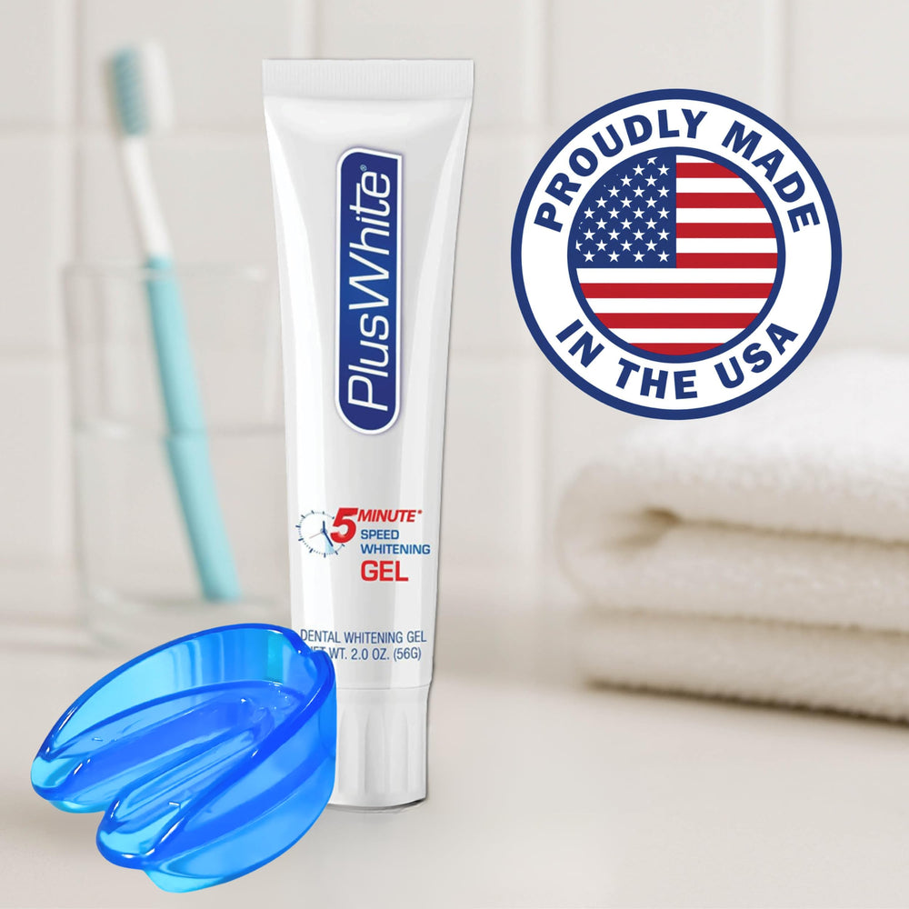Open kit contents showing whitening gel and tray