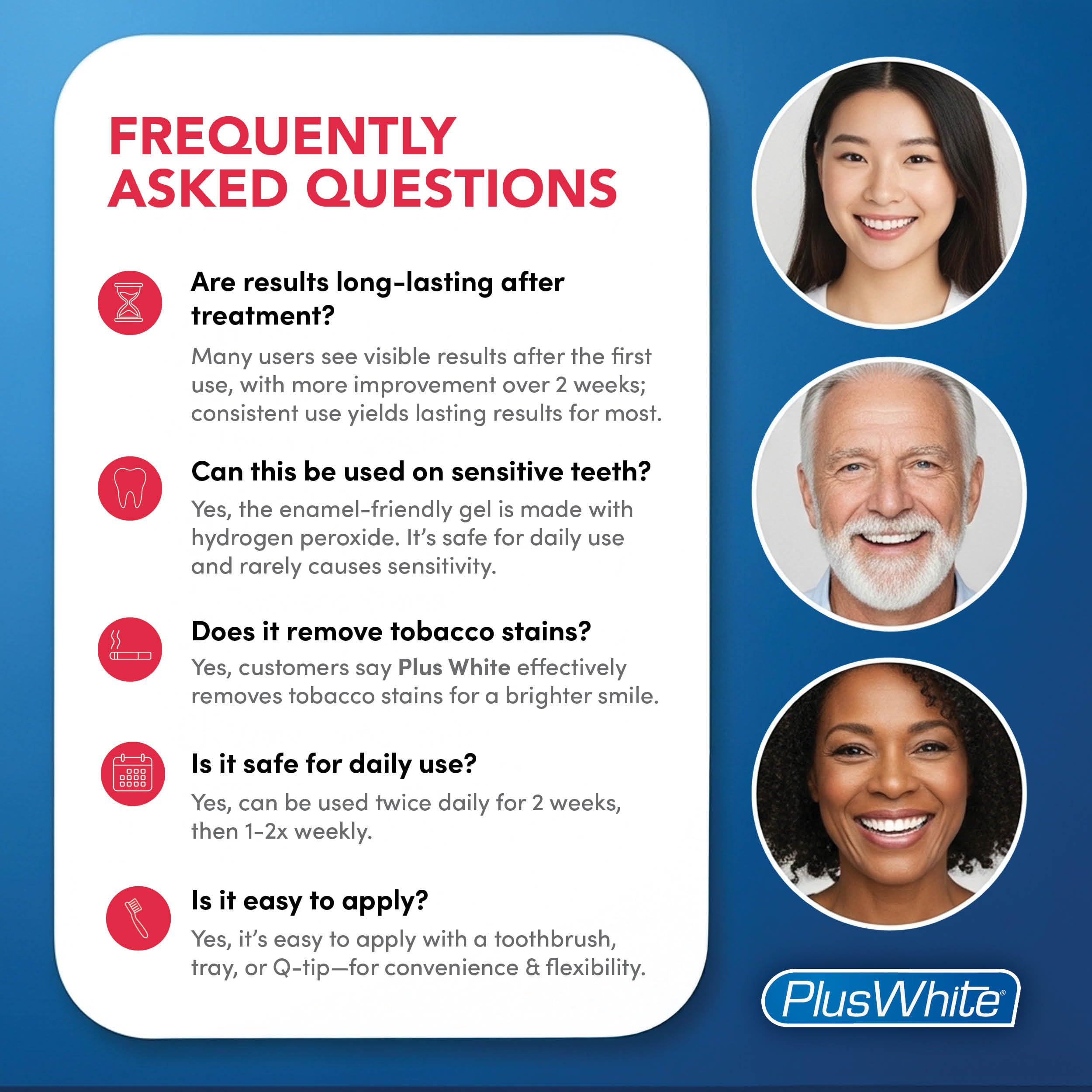At-home whitening results: visibly whiter teeth