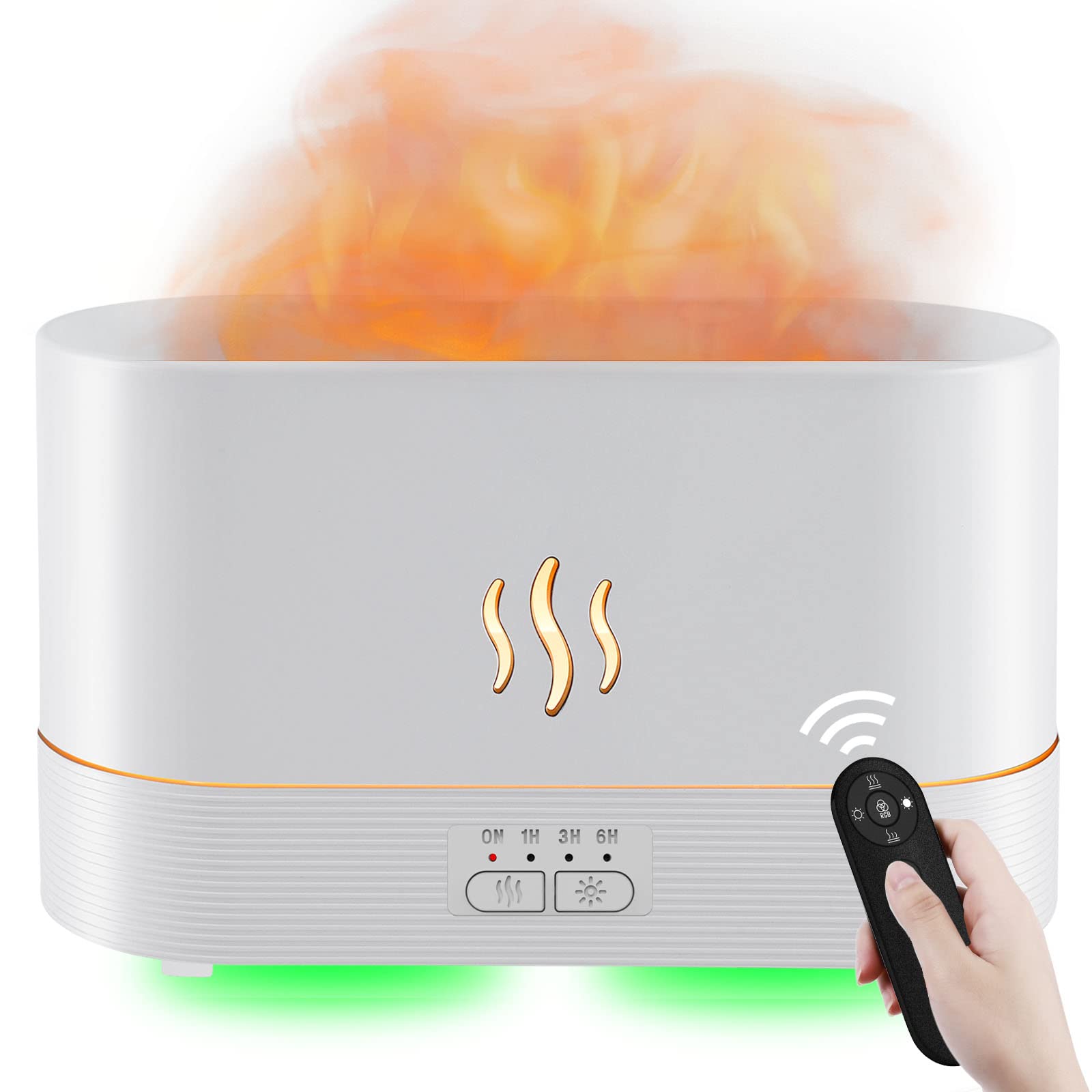 PLUWEL Flame Diffuser 300ML glowing flame effect in living room