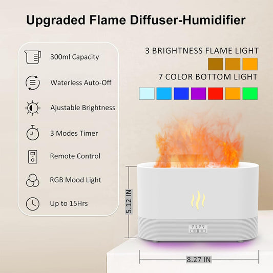 Close-up of PLUWEL Flame Diffuser 300ML with mist