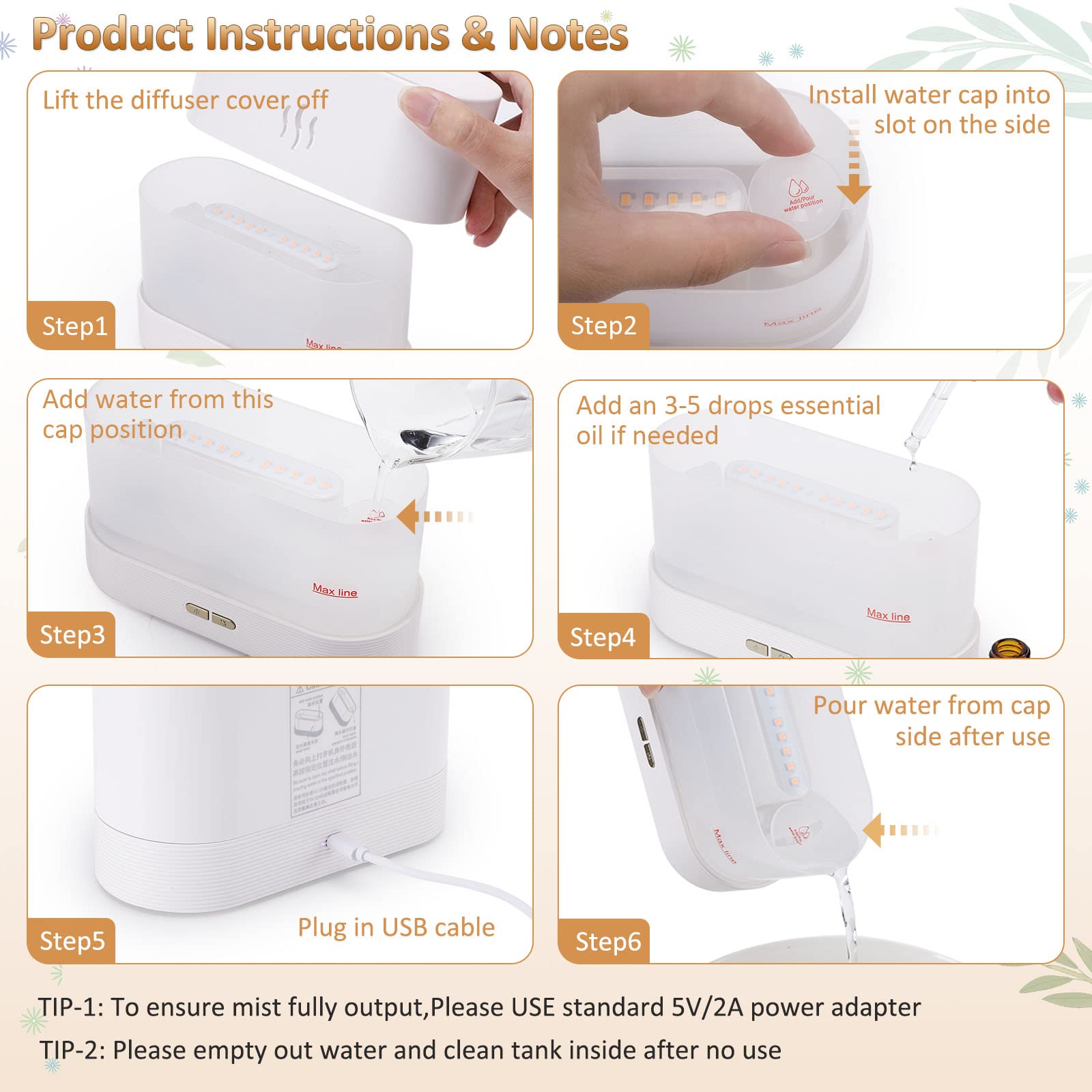 PLUWEL diffuser emits ultrasonic mist with fragrance.