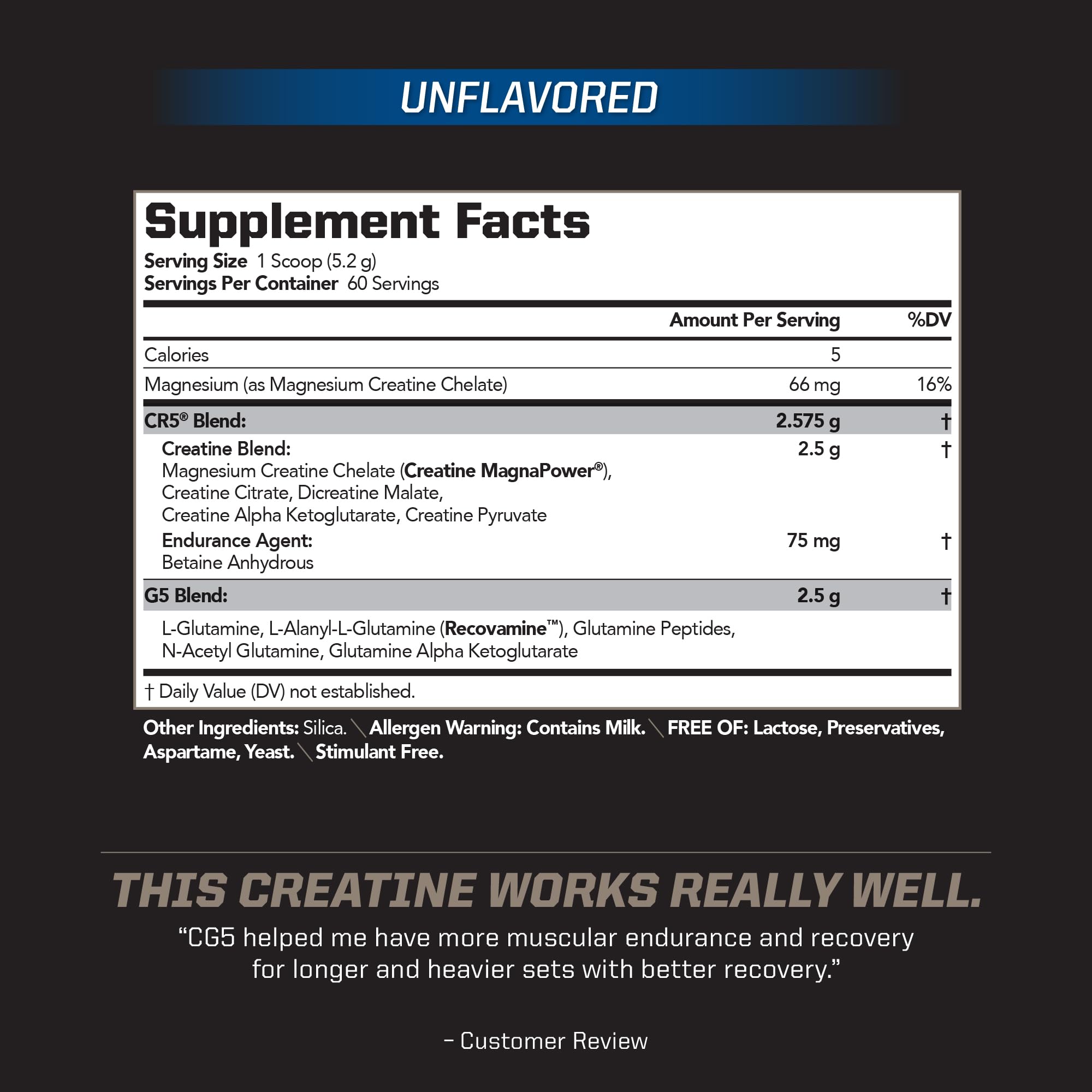 Creatine MagnaPower form highlighted on CG5 label