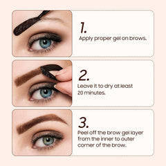 PMRXSETD Peel-off Tint reveals fuller brows after the set time.
