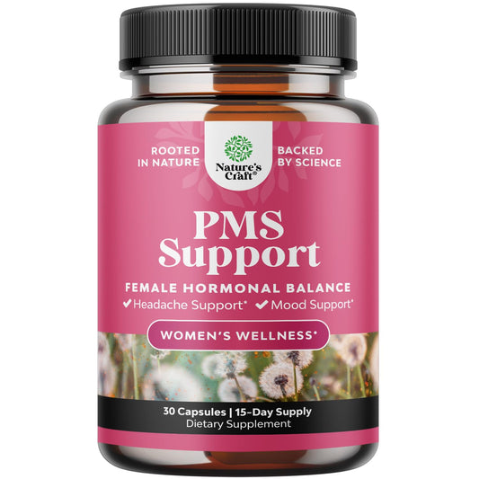 PMS Support supplement bottle with label