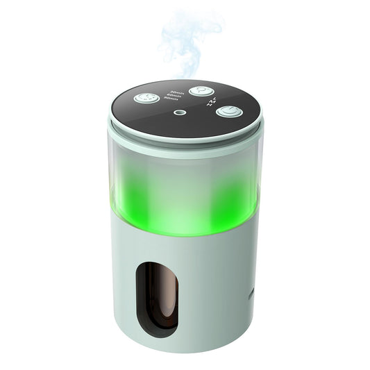 Pmsusoow waterless essential oil diffuser with mist and cyan LED color
