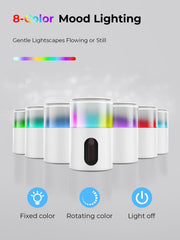 Pmsusoow Snow White diffuser in room setting showing LED colors