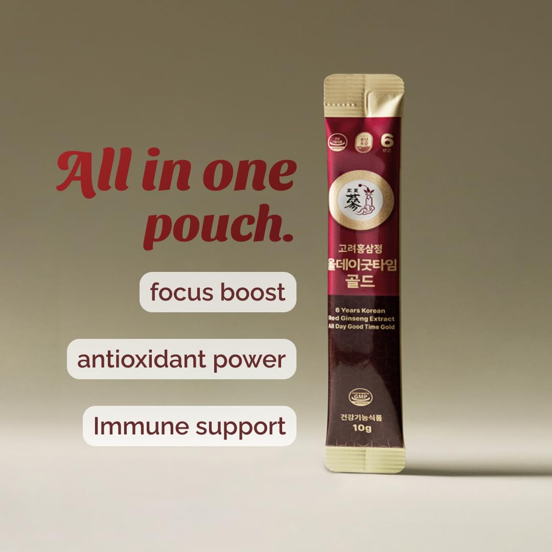 Label highlighting 6-year Korean red ginseng and 12+ herbs