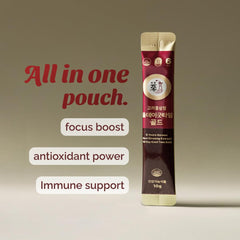 Label highlighting 6-year Korean red ginseng and 12+ herbs