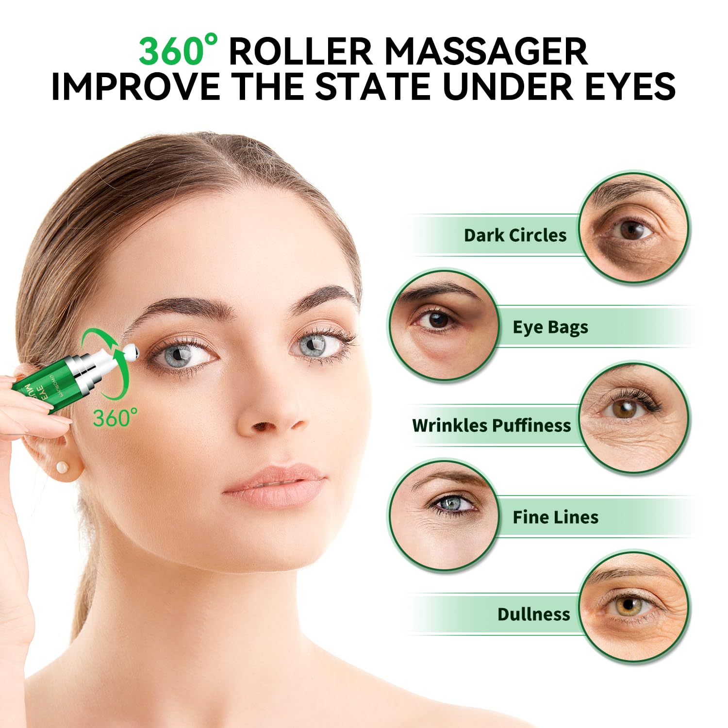 PNUROWQ eye cream with 5 percent caffeine for refreshed under-eye area.