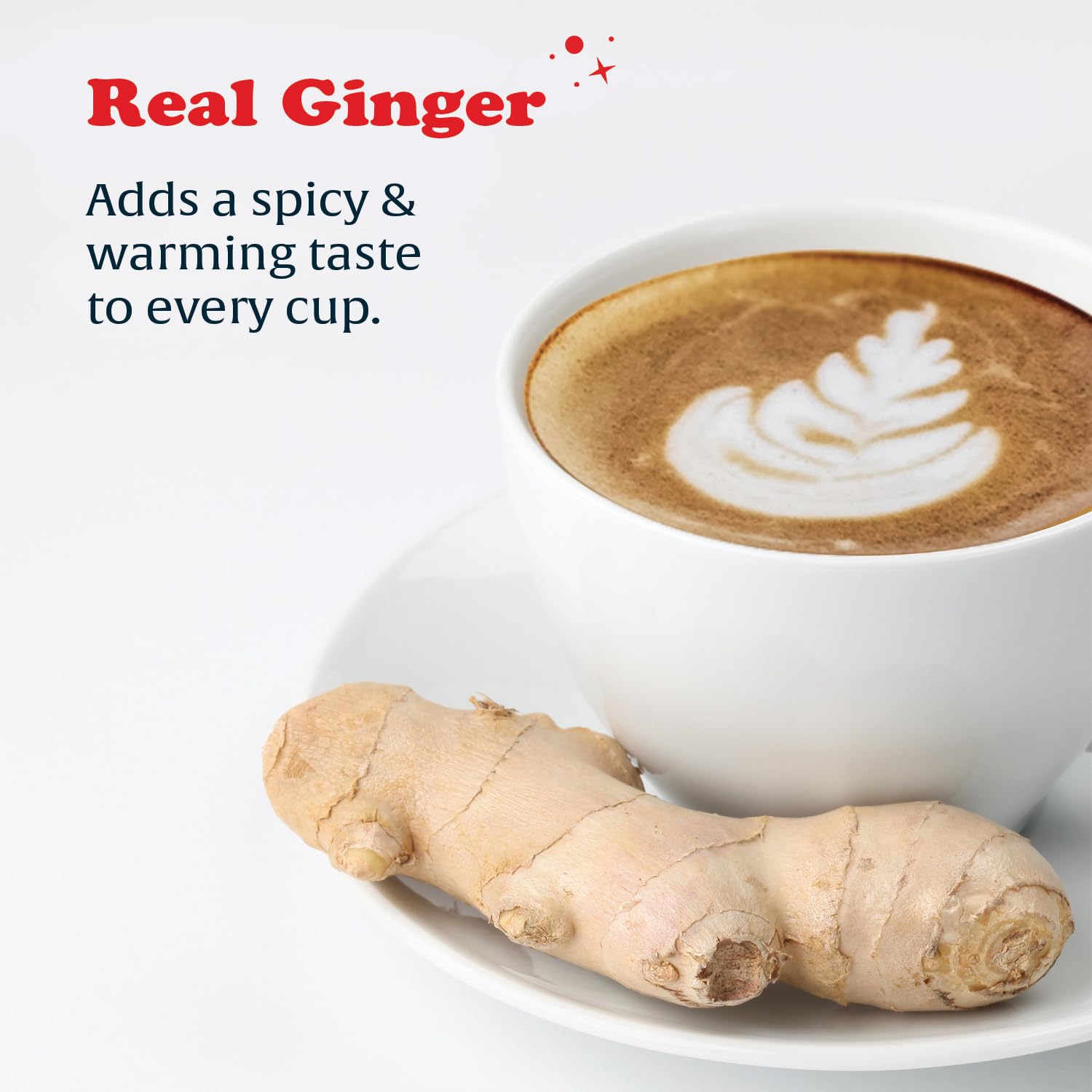 Preparing Pocas Ginger Latte by mixing with hot water