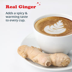 Preparing Pocas Ginger Latte by mixing with hot water