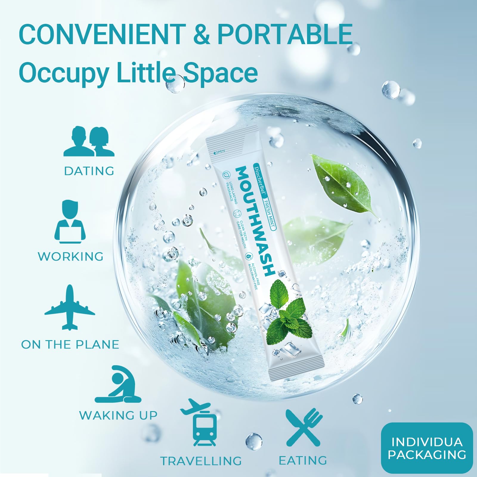 Pocket-sized mouthwash packets ready for on-the-go use