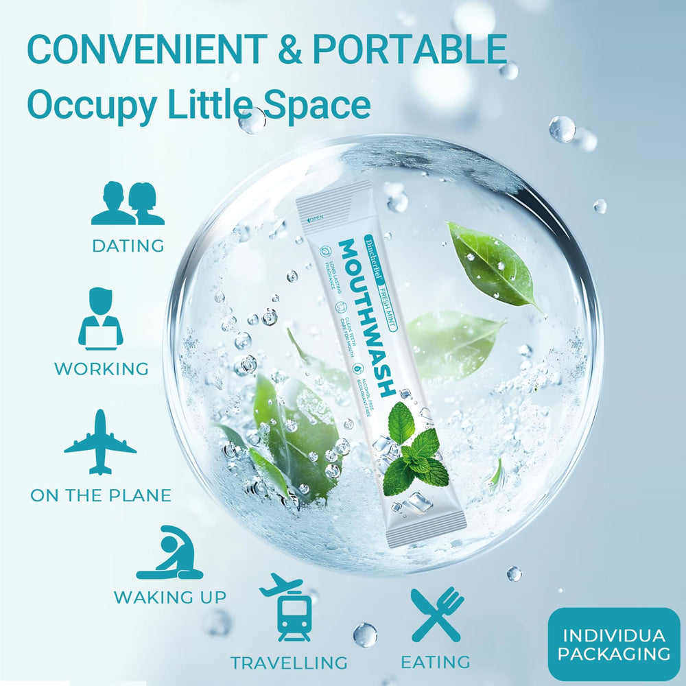 Pocket-sized mouthwash packets ready for on-the-go use