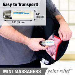 Point Relief Mini-Massager near-silent operation offers discreet pain and tension relief.