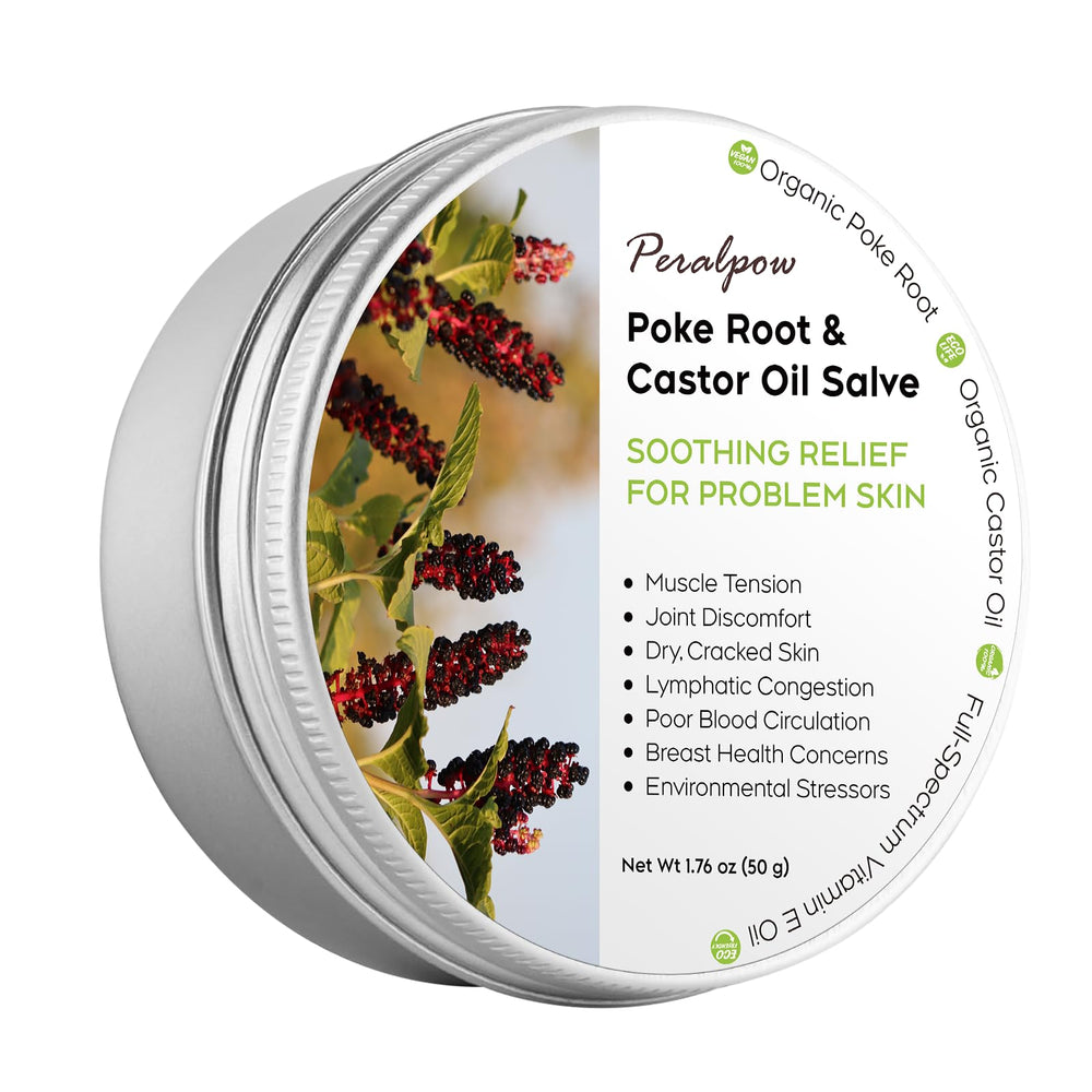 Poke Root & Castor Oil Salve jar with label