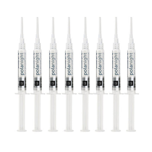 8-syringe bulk pack of PolaNight 22% teeth whitening gel