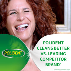 Dissolving Polident tablet in warm water for cleaning