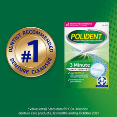 Clean dentures after using Polident Smokers Denture Cleanser