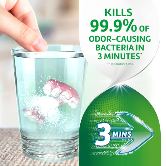 Close-up of Polident tablets for denture cleaning