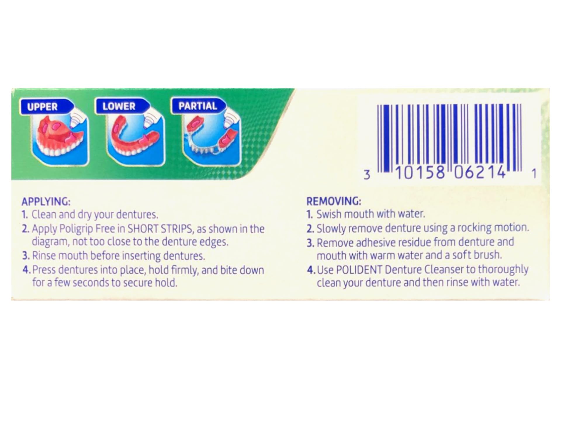 Close-up of Poligrip denture adhesive cream texture