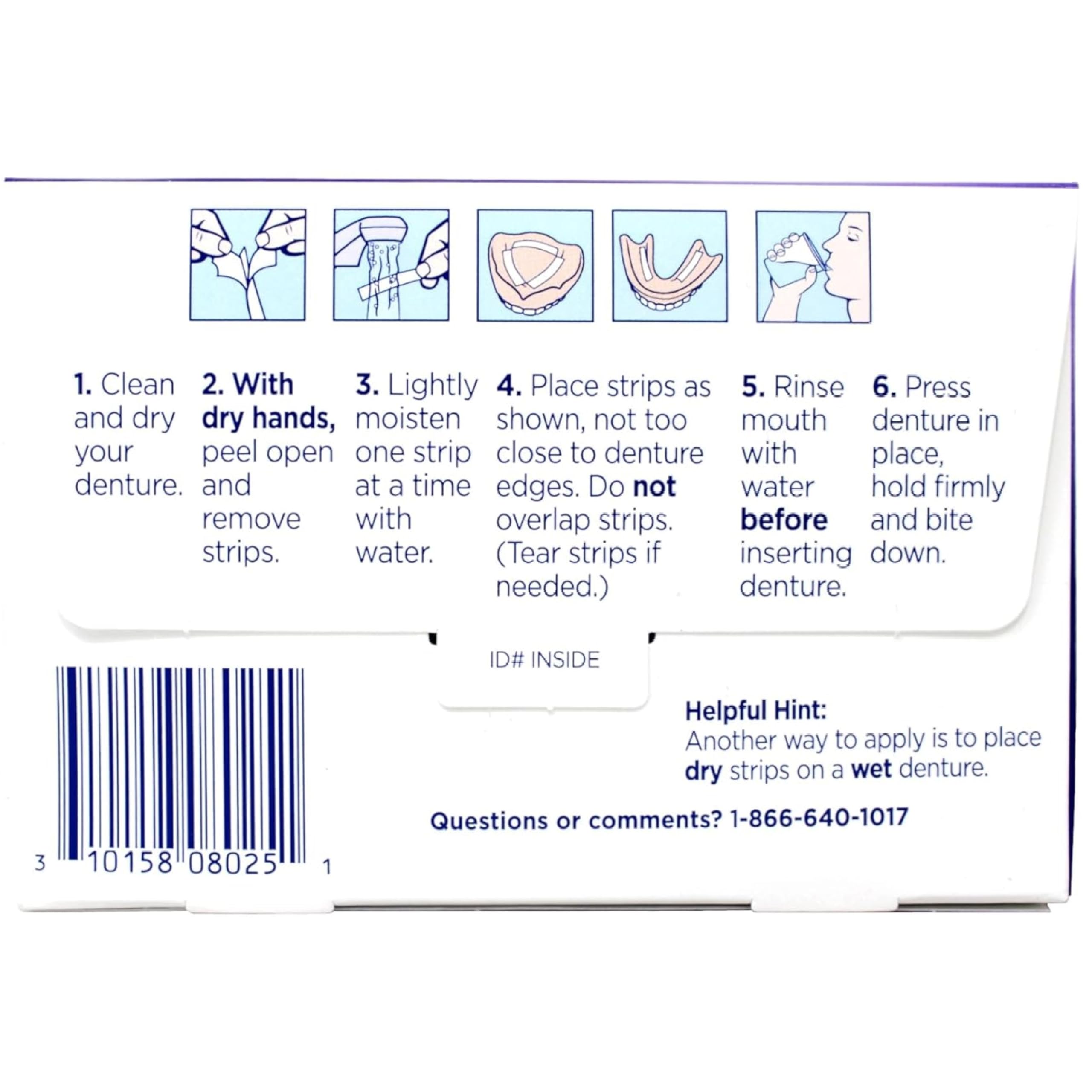 Made in Japan label on Poligrip Comfort Seal Strips packaging