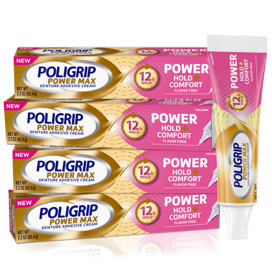 Poligrip Power Max Hold Plus Comfort pack: four 2.2 oz tubes