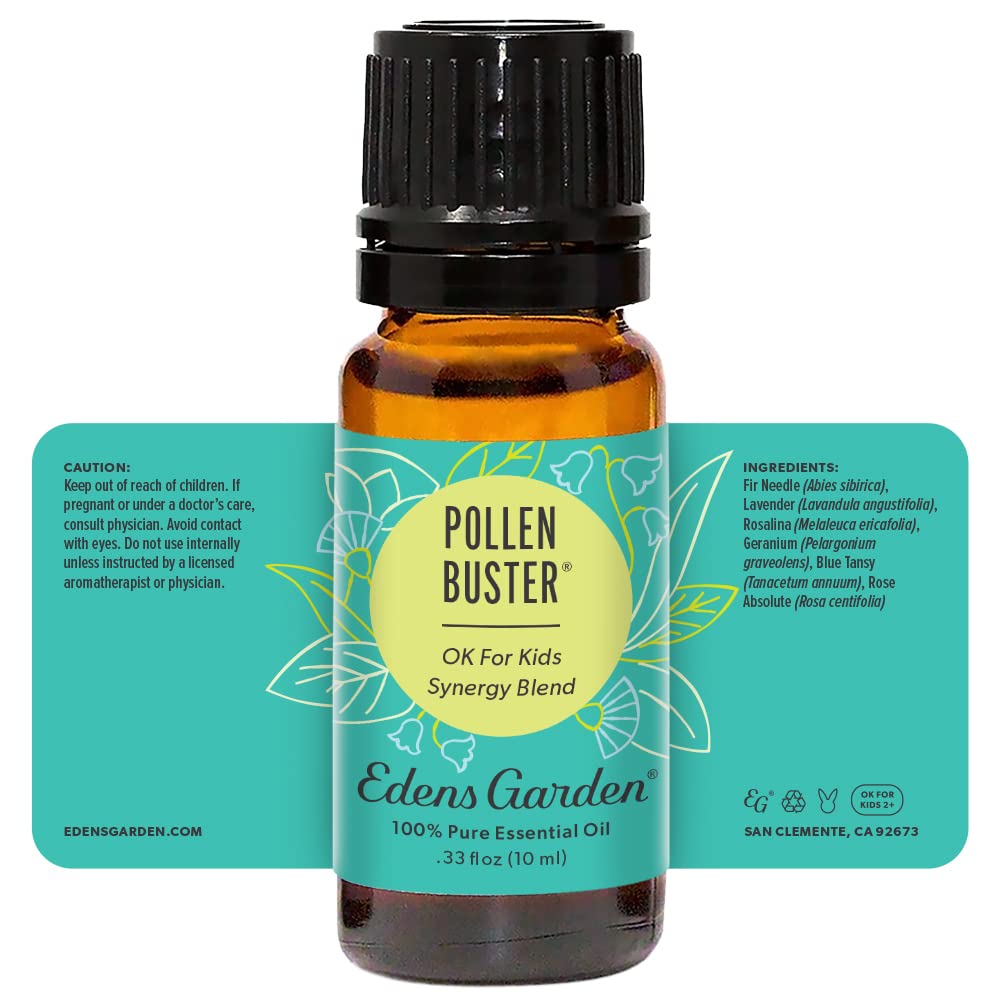 10 ml glass bottle of Pollen Buster essential oil