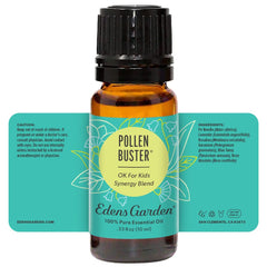 10 ml glass bottle of Pollen Buster essential oil