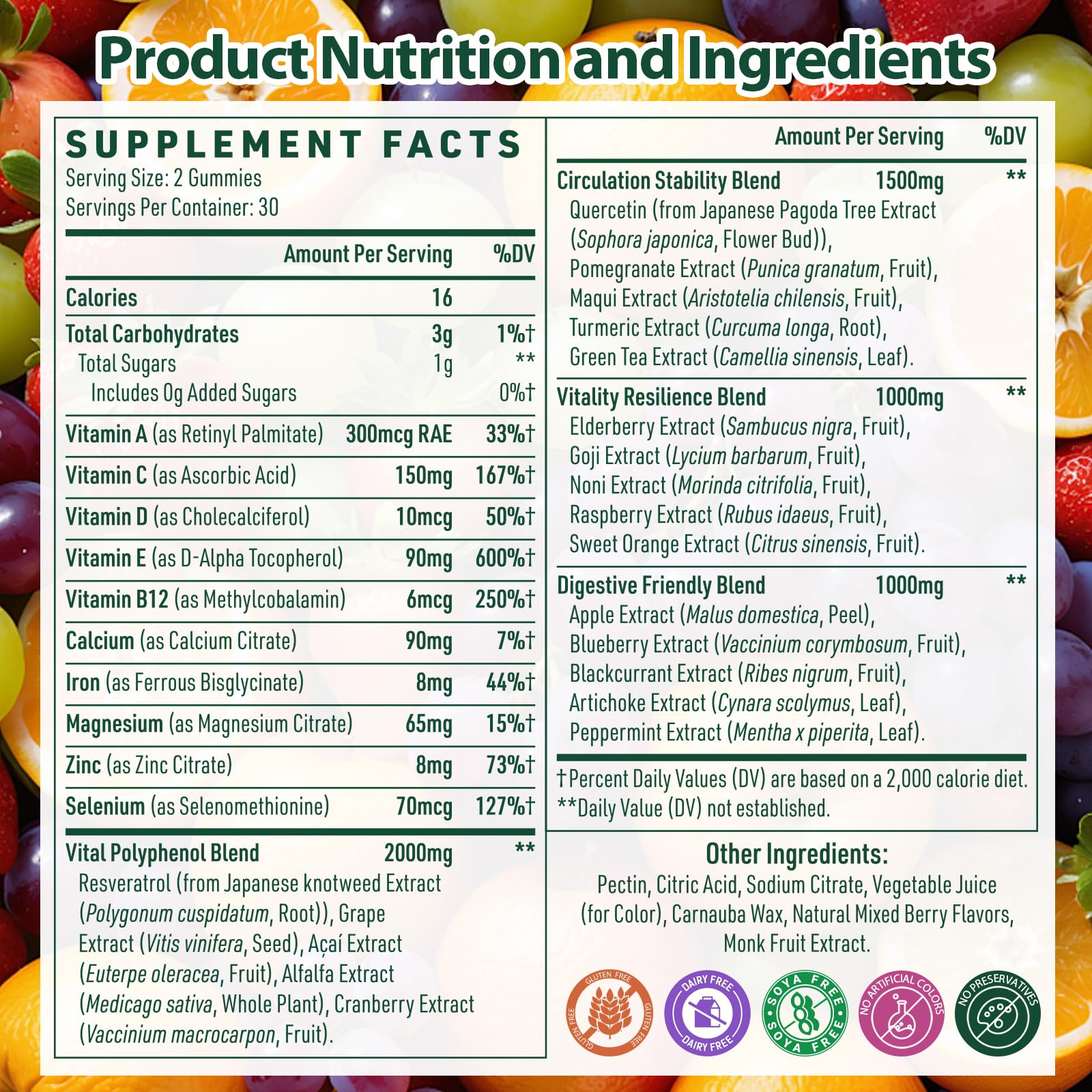 Close-up of bottle label showcasing ingredients